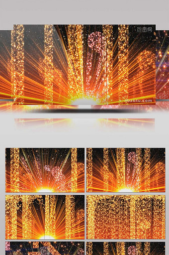 梦幻华丽金色粒子光线变换舞台视频图片