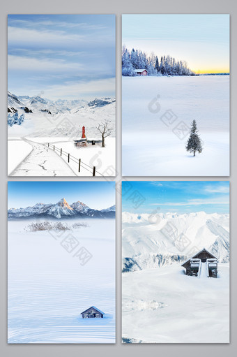 淡雅冬季雪花风景海报背景图图片