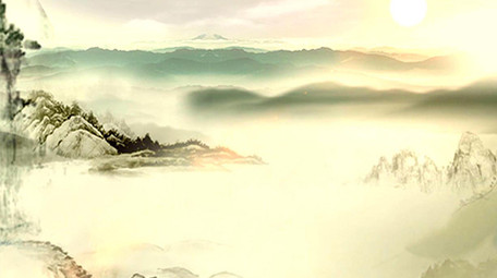 水墨山水大气晕染柳树松鼠山水led大屏