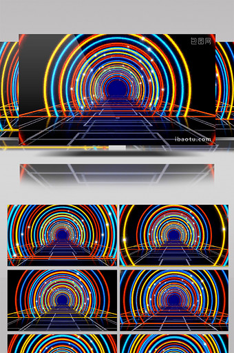 高清绚丽霓虹拱形光线光效粒子DJ夜店背景图片