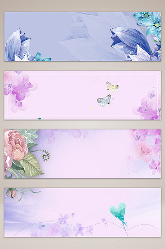紫色花卉浪漫banner海报背景图片