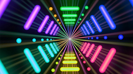 七彩霓虹闪烁快节奏劲舞背景