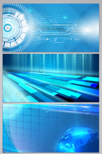 蓝色商务科技展板背景图片