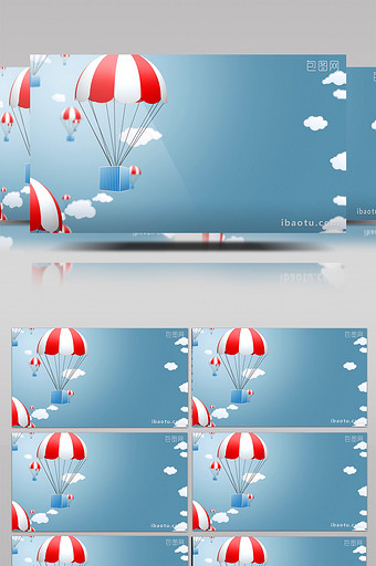 卡通降落伞高清动态视频背景素材图片