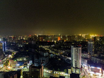 城市夜景<strong>万家</strong>灯火航拍摄影图