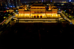 河南洛阳城市夜景顺天门航拍摄影图