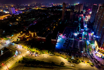 河南洛阳顺天门城市夜景航拍摄影图