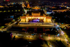 河南洛阳顺天门城市夜景航拍摄影图