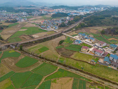 农田山川丘陵美丽乡村航拍摄影图