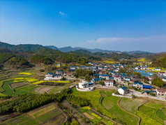 丘陵山川农田油菜花美丽乡村航拍摄影图