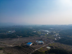 山川农田油菜花美丽乡村航拍摄影图