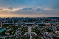 山东淄博站周围建筑航拍摄影图交通