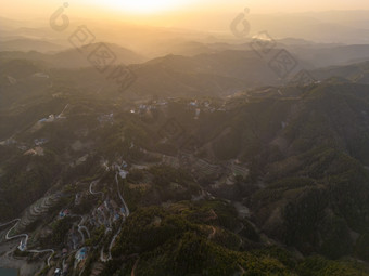 祖国大好<strong>河山</strong>山川日落航拍摄影图