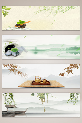 茶促销简约中国风Banner海报背景图片