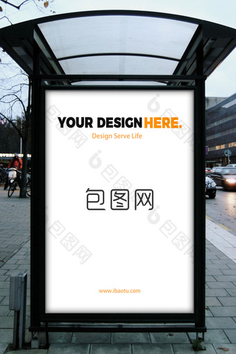 公交车站牌海报样机图片