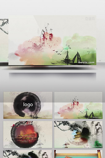 中国风水墨片头模板商用通用宣传片视频图片