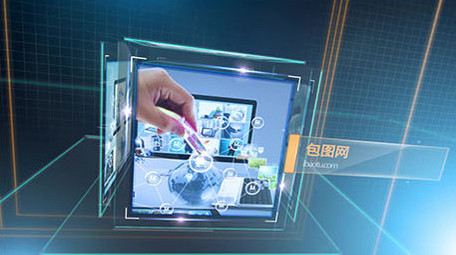 高科技线框立方体商务科技图文展示模板