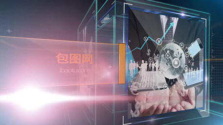 高科技线框立方体商务科技图文展示模板
