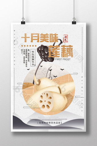 中国风蔬菜莲藕食品促销海报图片