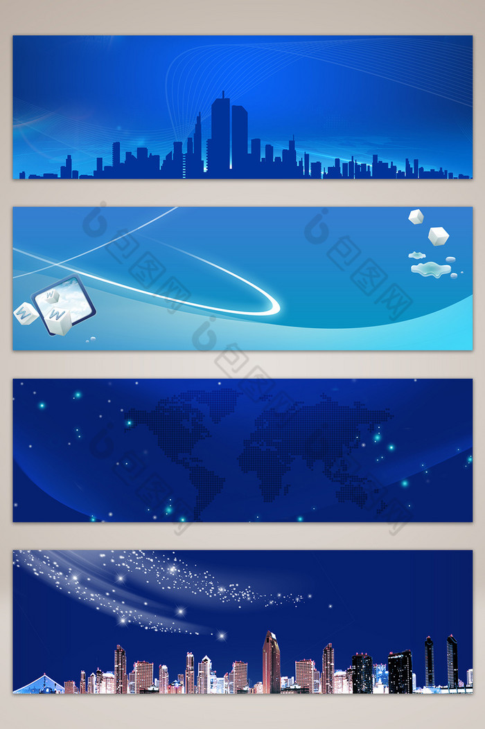 科技城市光束banner海报图片图片