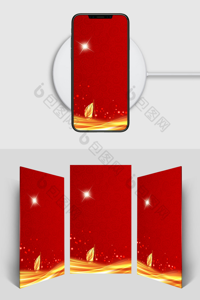传统红色喜庆新年H5背景素材图片图片
