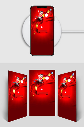 红色喜庆传统促销H5背景素材图片