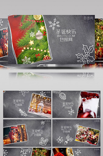温暖可爱冬日纪念圣诞手绘相册AE模板图片