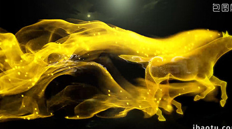 奔跑马流光粒子特效标志片头大气