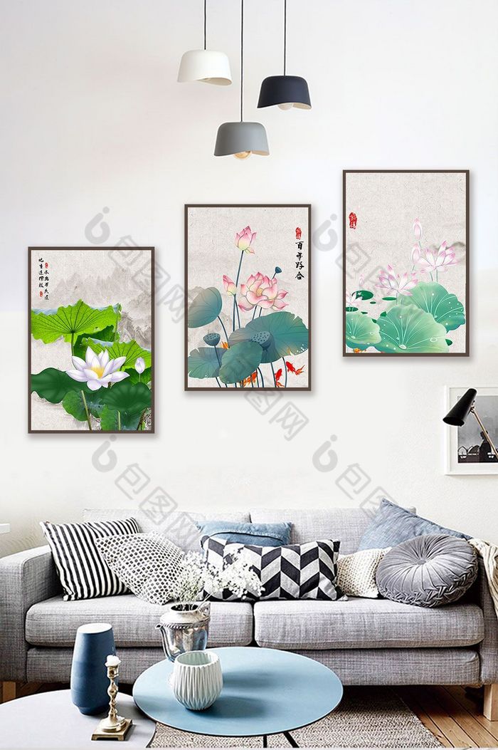 花鸟画山水画中国风装饰画图片
