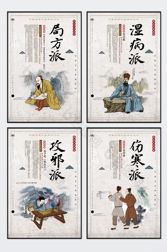 中国风四大名医中医文化展板图片