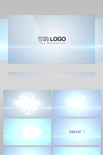 素雅蓝色炫丽粒子光线logo演绎AE模板图片