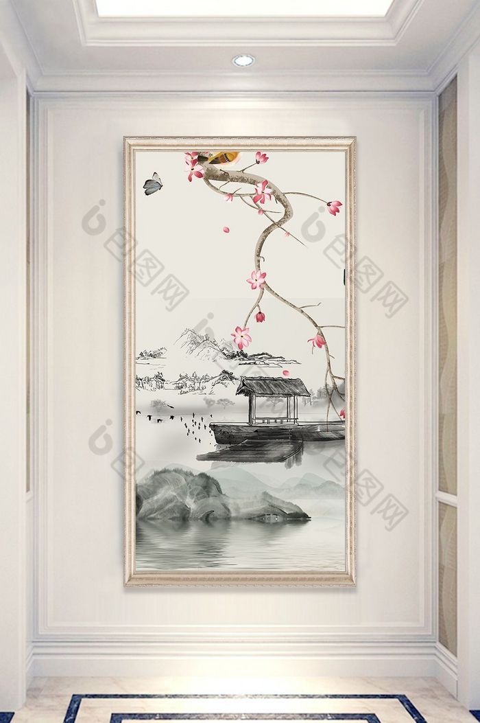 二联装饰画水墨中国风图片