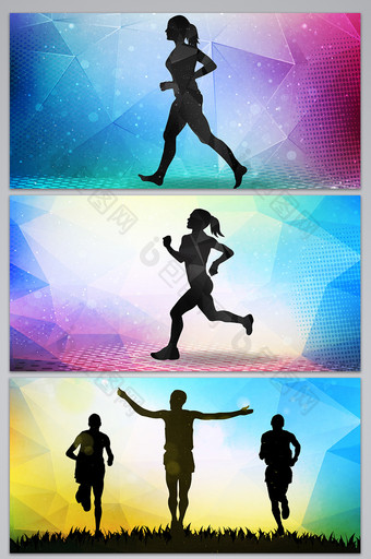 炫彩跑步运动海报设计背景图片