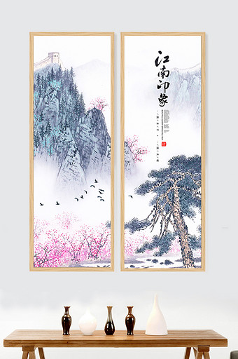 江南印象新中式山水画装饰画图片