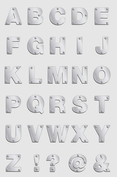 矢量立体金属渐变英文字母