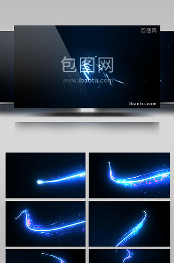 大气蓝色光线粒子运动logo展示AE模板图片