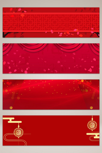 喜庆中式大红色海报banner背景图图片