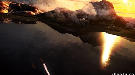 三维天空太阳升起片头logo展示