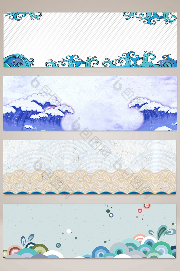 民族风花纹中式海浪浪花图片