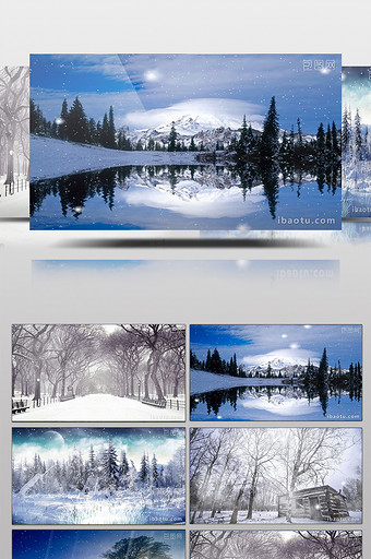 冬天雪地雪景飘雪森林(有音乐)图片
