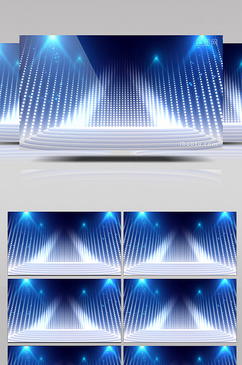 蓝色粒子光效方块舞台背景颁奖典礼灯光秀图片