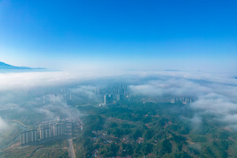 城市清晨云海风景航拍摄影图