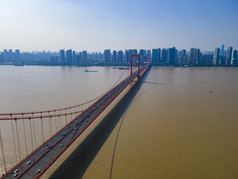 湖北武汉鹦鹉洲长江大桥航拍摄影图