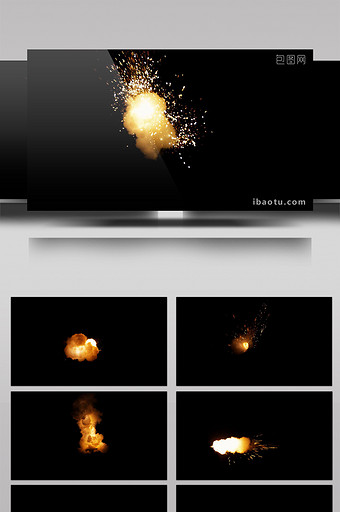 大气震撼带透明通道的焰火与爆炸背景视频图片