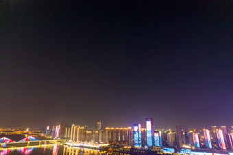 长沙<strong>湘江</strong>两岸<strong>夜景</strong>灯光航拍摄影图