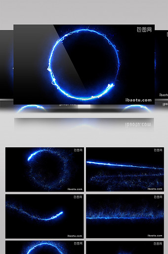 炫酷蓝色粒子logo开场视频素材图片
