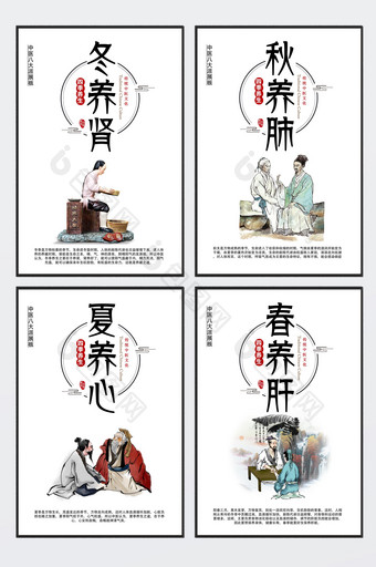 中国风四季养生中医文化展板图片