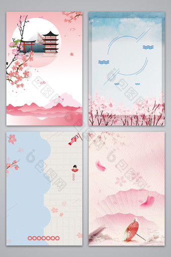 清新文艺樱花设计背景图图片