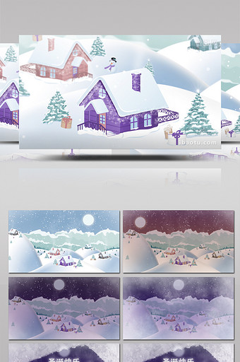 冬季雪景圣诞节祝福卡片图文动画AE模板图片
