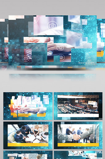 蓝色企业科技宣传模板图片